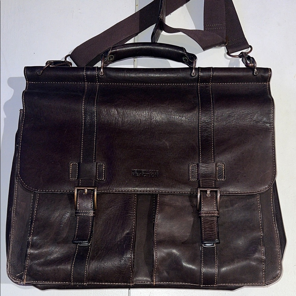 Kenneth Cole Dark Brown Leather Briefcase